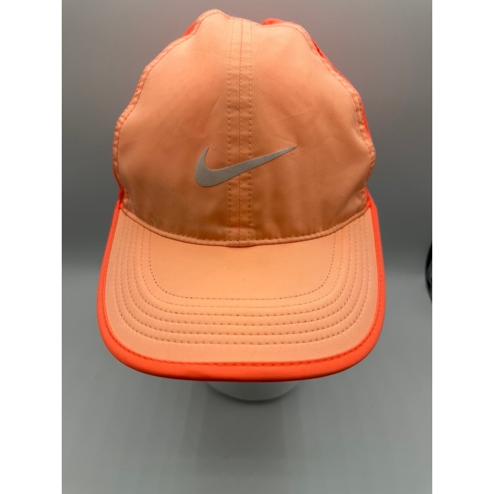 Nike Featherlight Dri-FIT Running Hat Orange Neon Reflective Swoosh Cap One Size